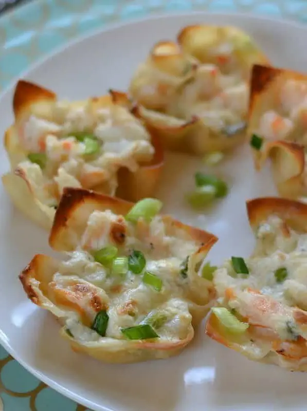 Triple Cheese Shrimp Dip Wontons