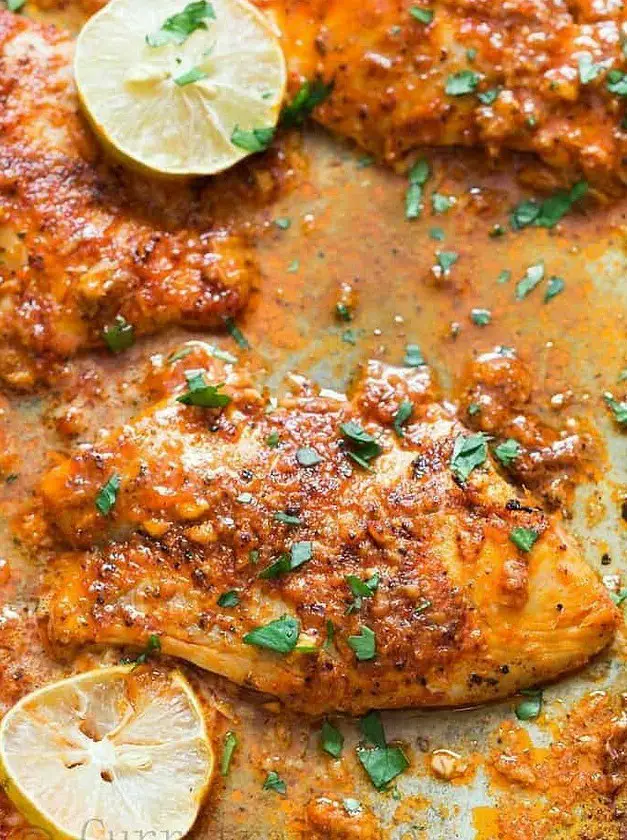 Garlicky Chili Lemon Baked Tilapia