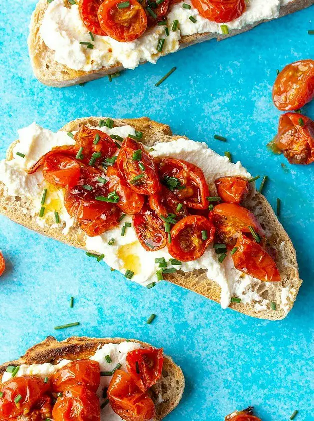 Slow Roasted Cherry Tomato Ricotta Toast