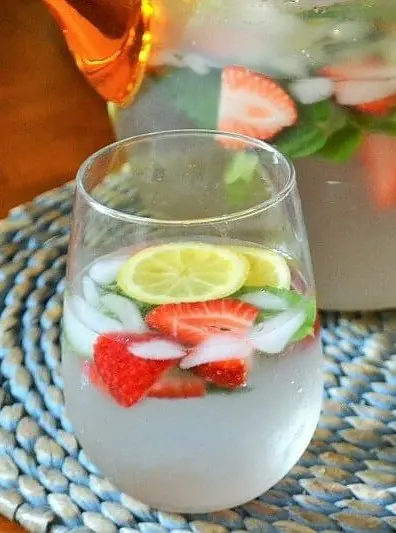 Strawberry Lemon Water with Fresh Mint