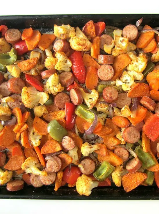 Sheet Pan Turkey Sausage with Veggies