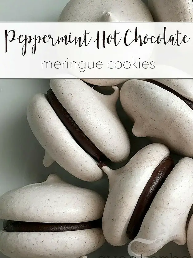 Peppermint Hot Chocolate Meringue Cookies