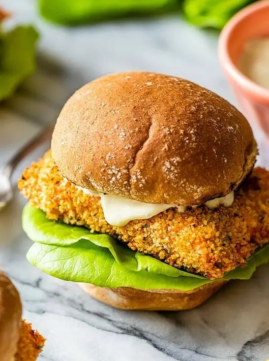 Air Fryer Salmon Fish Sandwich