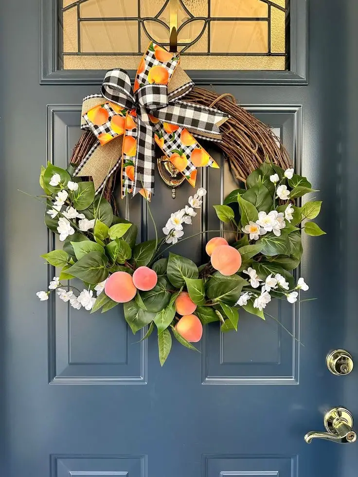 PEACH AND WHITE BLOSSOM WREATH