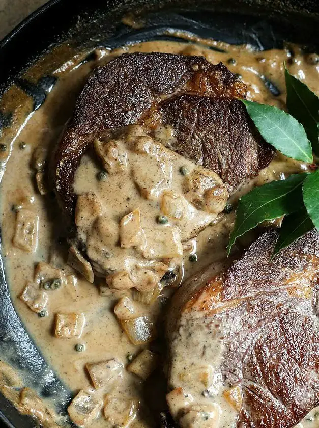 Steak with Dairy-Free Peppercorn Sauce