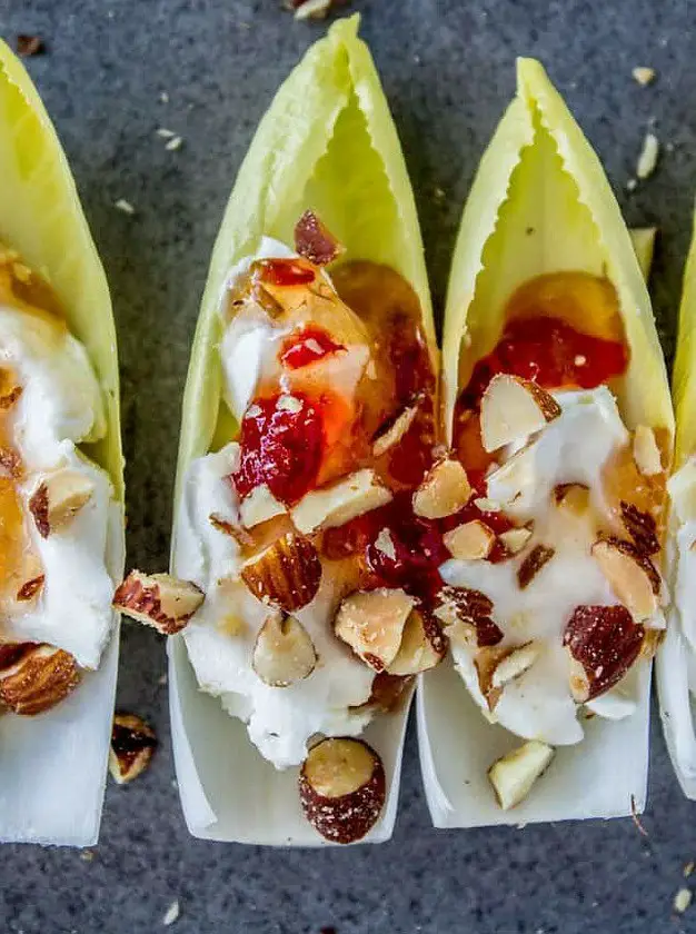 Smokey Almond Cream Cheese Endive Bites