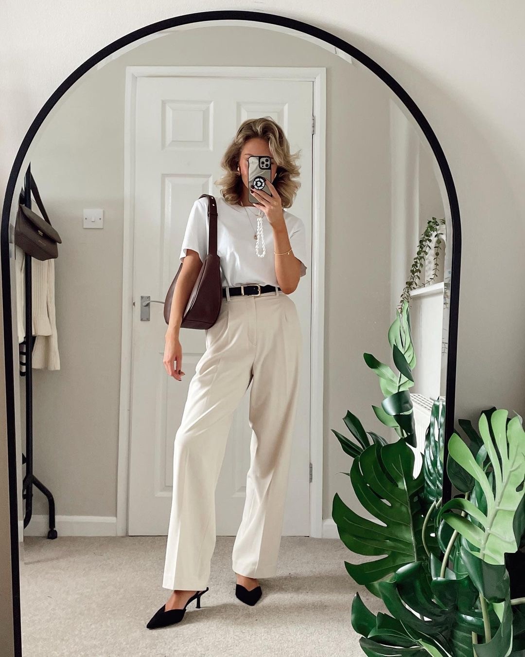 WHITE TEE + TROUSERS