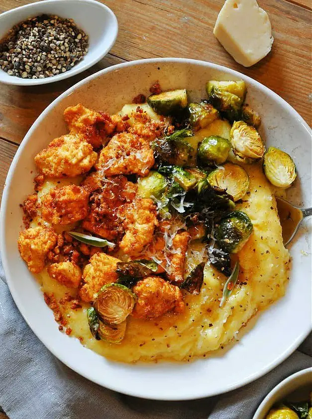 Vegan Cacio e Pepe Polenta with Spicy Tofu