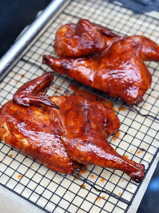 Dry Brine Smoked Chicken with a Carolina Glaze