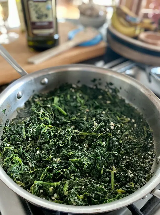 Frozen Spinach + Garlic + Olive Oil