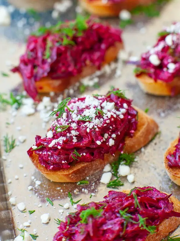 Creamy Beet Crostini