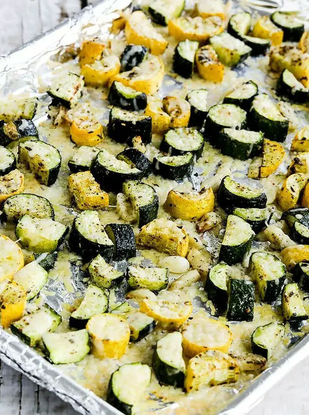 Roasted Summer Squash with Garlic and Parmesan