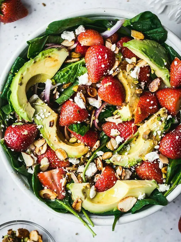 Summer Strawberry Spinach Salad with Avocado