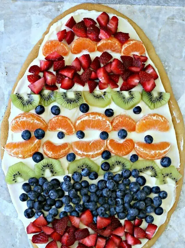 Sugar Cookie Easter Egg Fruit Pizza