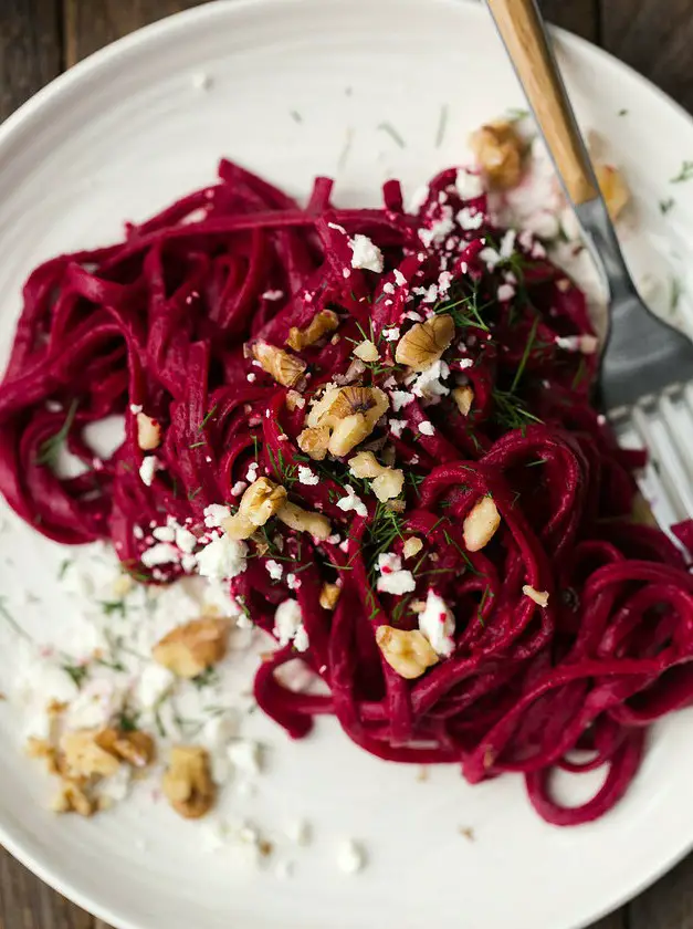 Roasted Beet Pasta with Dill and Lemon