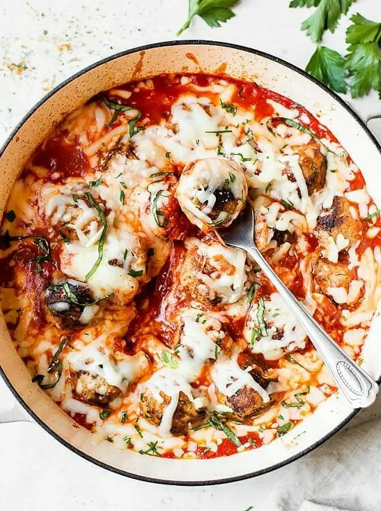 Cheesy Turkey Meatball Skillet