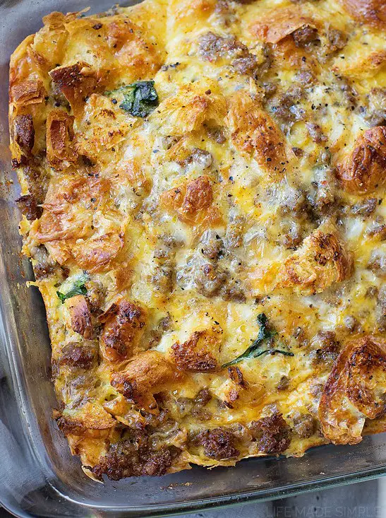 Sausage, Egg and Croissant Breakfast Bake