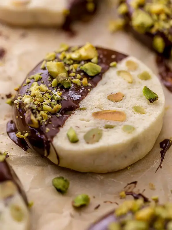 Dark Chocolate Pistachio Slice & Bake Cookies