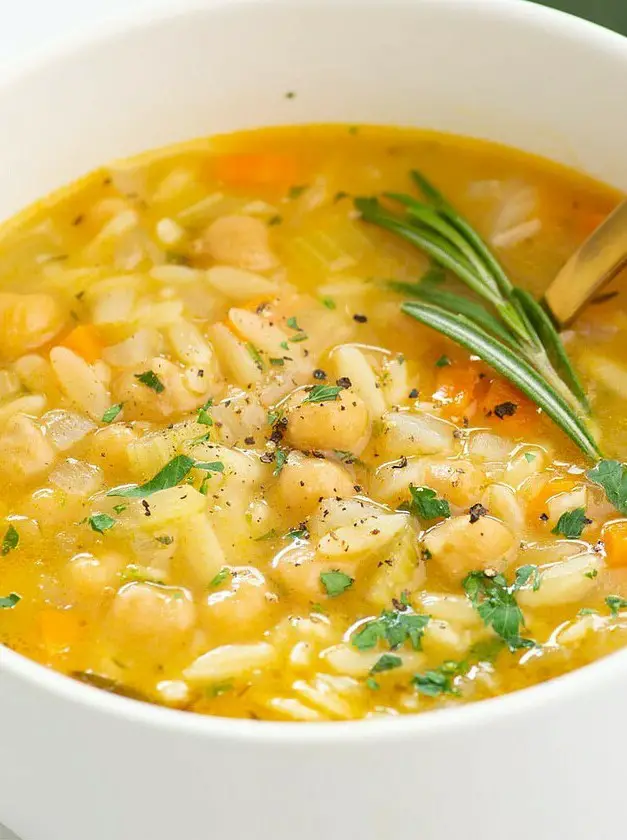 Orzo Lemon Soup with Chickpeas