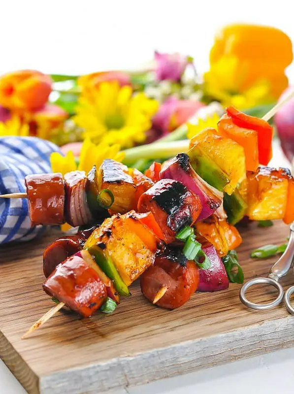 Hawaiian Kielbasa Kabobs