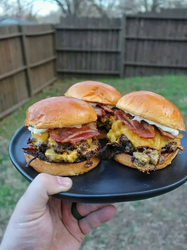 Cheesy Onion Smash Burgers