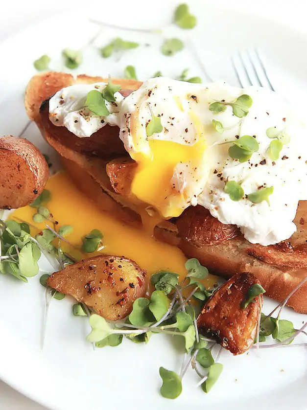 Poached Eggs Over Potatoes