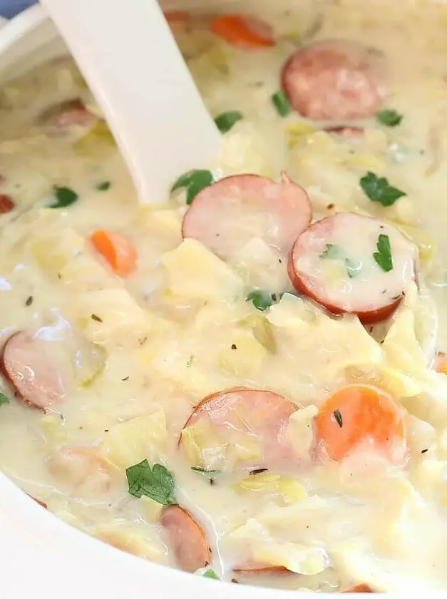 Creamy Cabbage and Kielbasa Soup