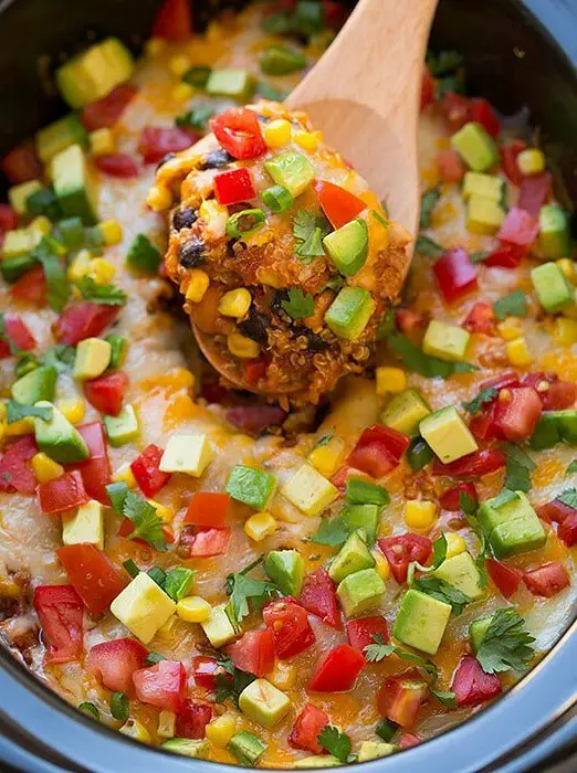 Slow Cooker Enchilada Quinoa Bake