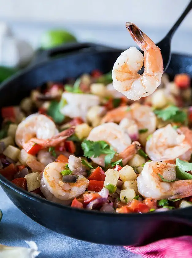 Mexican Jicama Shrimp Saute