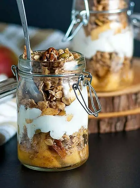 Healthy Gluten-Free Apple Crumble Breakfast Parfait