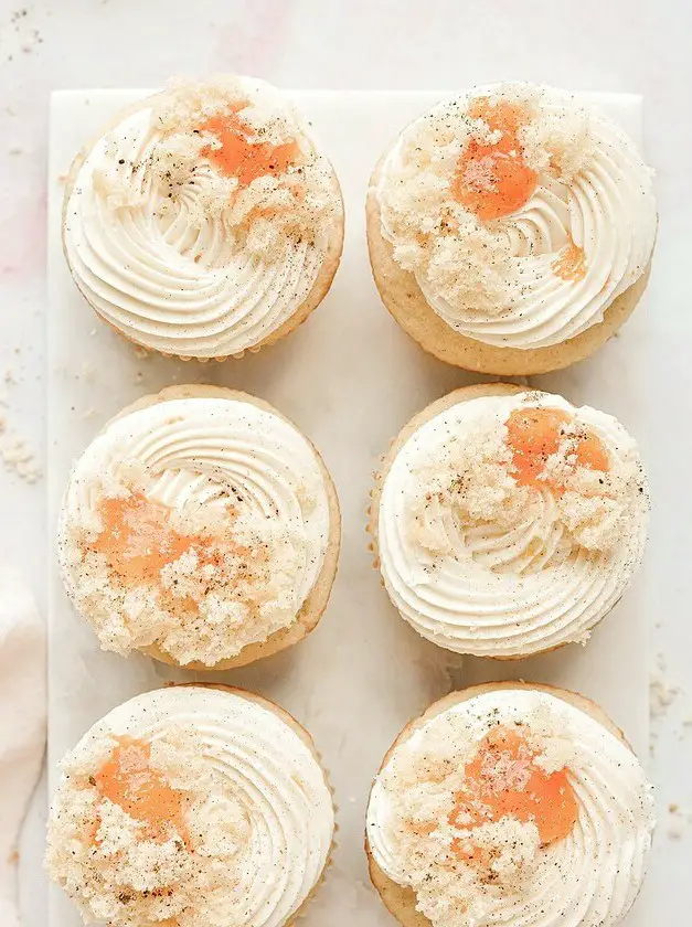 High Altitude Spiced Peach Vanilla Cupcakes