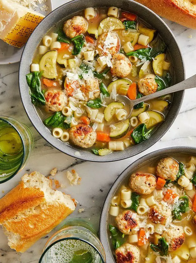 Summer Minestrone with Turkey Meatballs