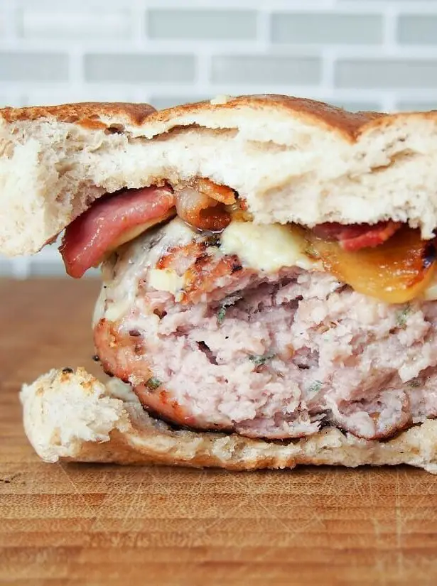 Maple Turkey Burgers with Cheddar and Bacon