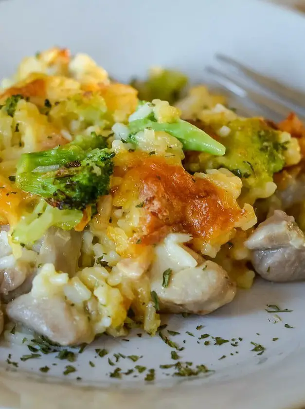 Ninja Foodi Cheesy Broccoli Chicken and Rice Bake