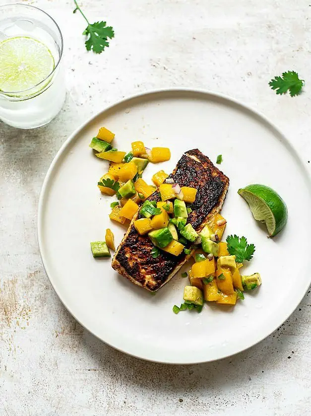 Blackened Fish with Mango Avocado Salsa