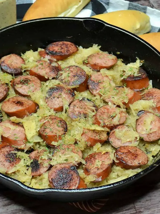 Kielbasa and Sauerkraut Skillet