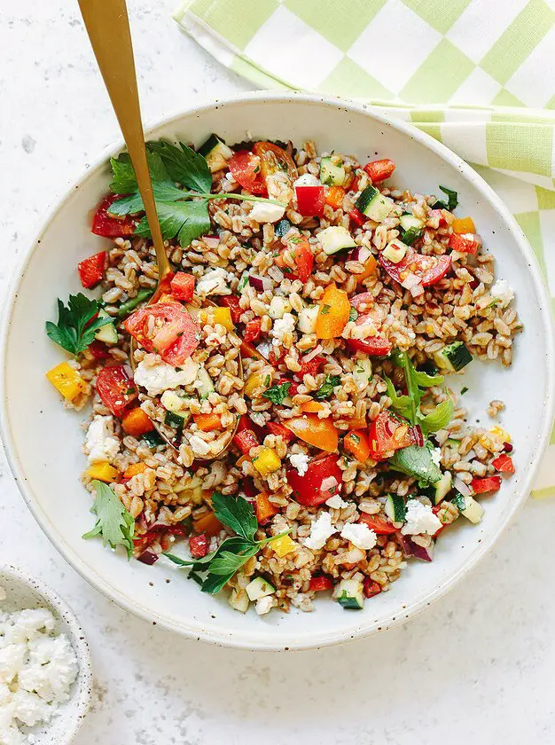 Chopped Vegetable Farro Salad with Feta