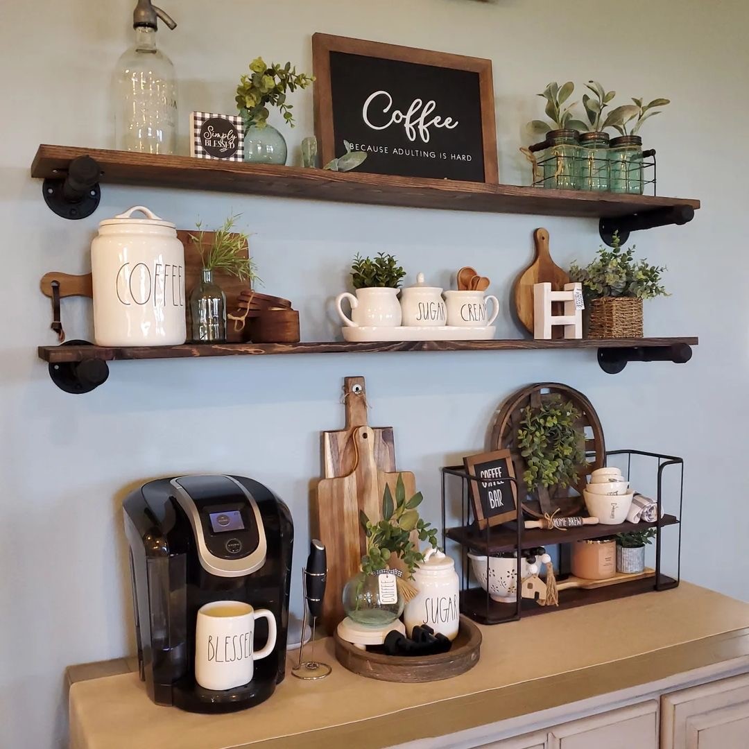 RUSTIC COFFEE BAR WITH GREENERY