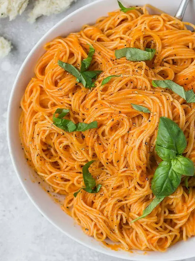 Roasted Red Pepper Sauce with Angel Hair Pasta