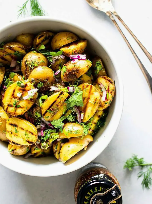 Grilled Potato Salad with Tangy Mustard Dressing