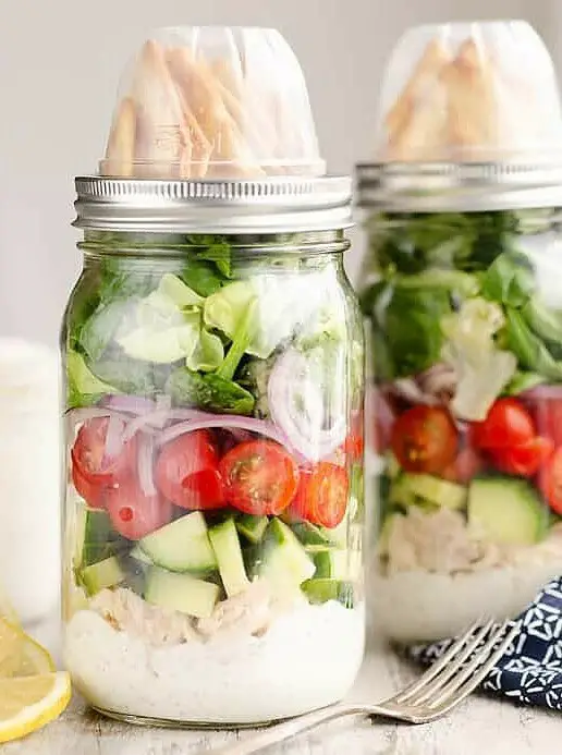 Creamy Greek Chicken Salad in a Jar