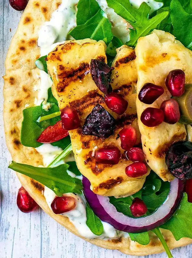 Grilled Halloumi Greek Flatbreads