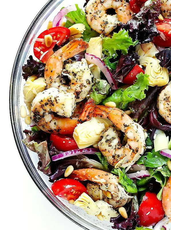 Shrimp and Artichoke Green Salad with Lemony Vinaigrette