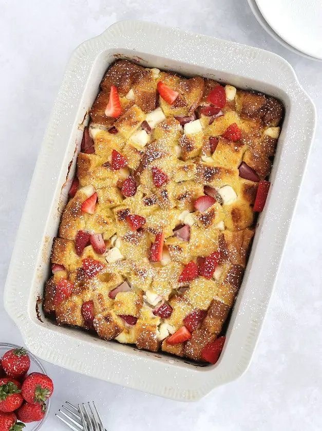 Strawberry and Cream Overnight French Toast Bake