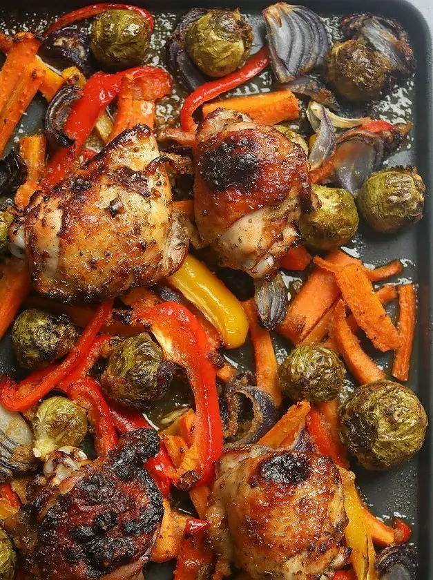 Sheet Pan Chicken Thighs with Garlic and Honey