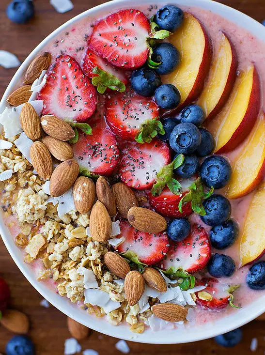 Berry, Peach, and Coconut Smoothie Bowl