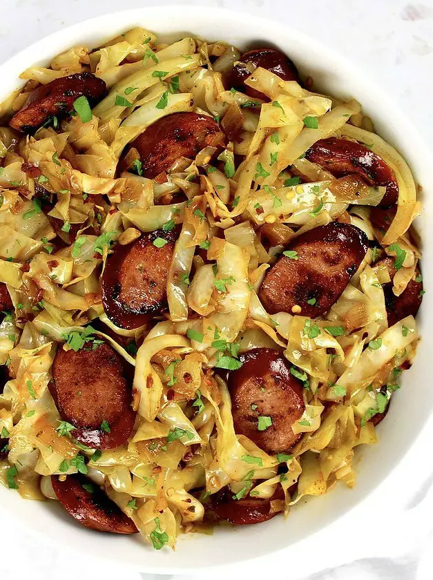 Fried Cabbage and Sausage