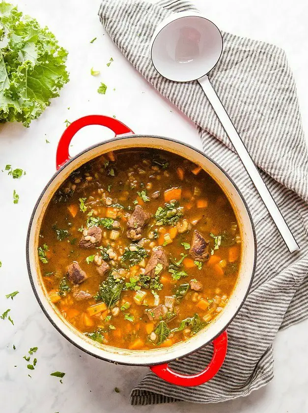 Beef Barley Soup with Kale