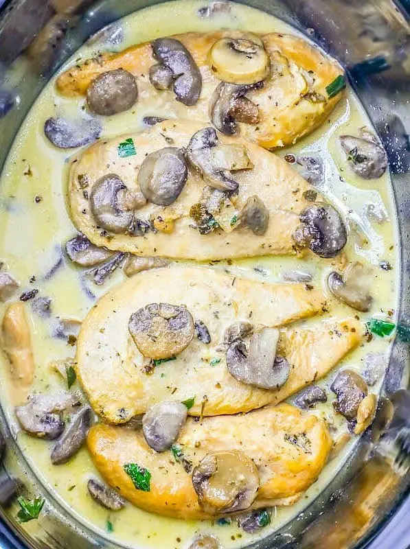 Easy Low Carb Slow Cooker Creamy Chicken Marsala