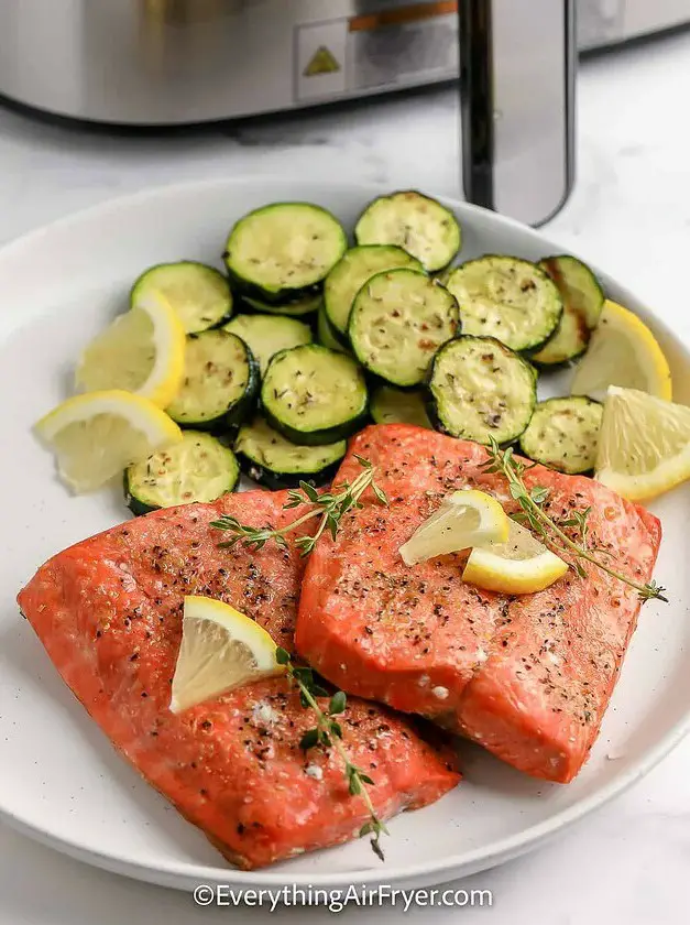 Air Fryer Salmon with Zucchini